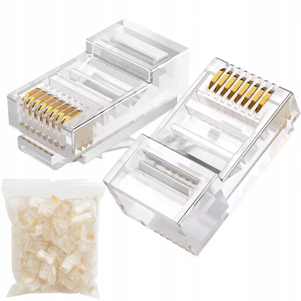 Connettori RJ45 Cat. 5e EuroNet – 100 Pezzi | Rame Puro | 8P8C | Compatibile con Cavi UTP | LAN e Pannelli Patch