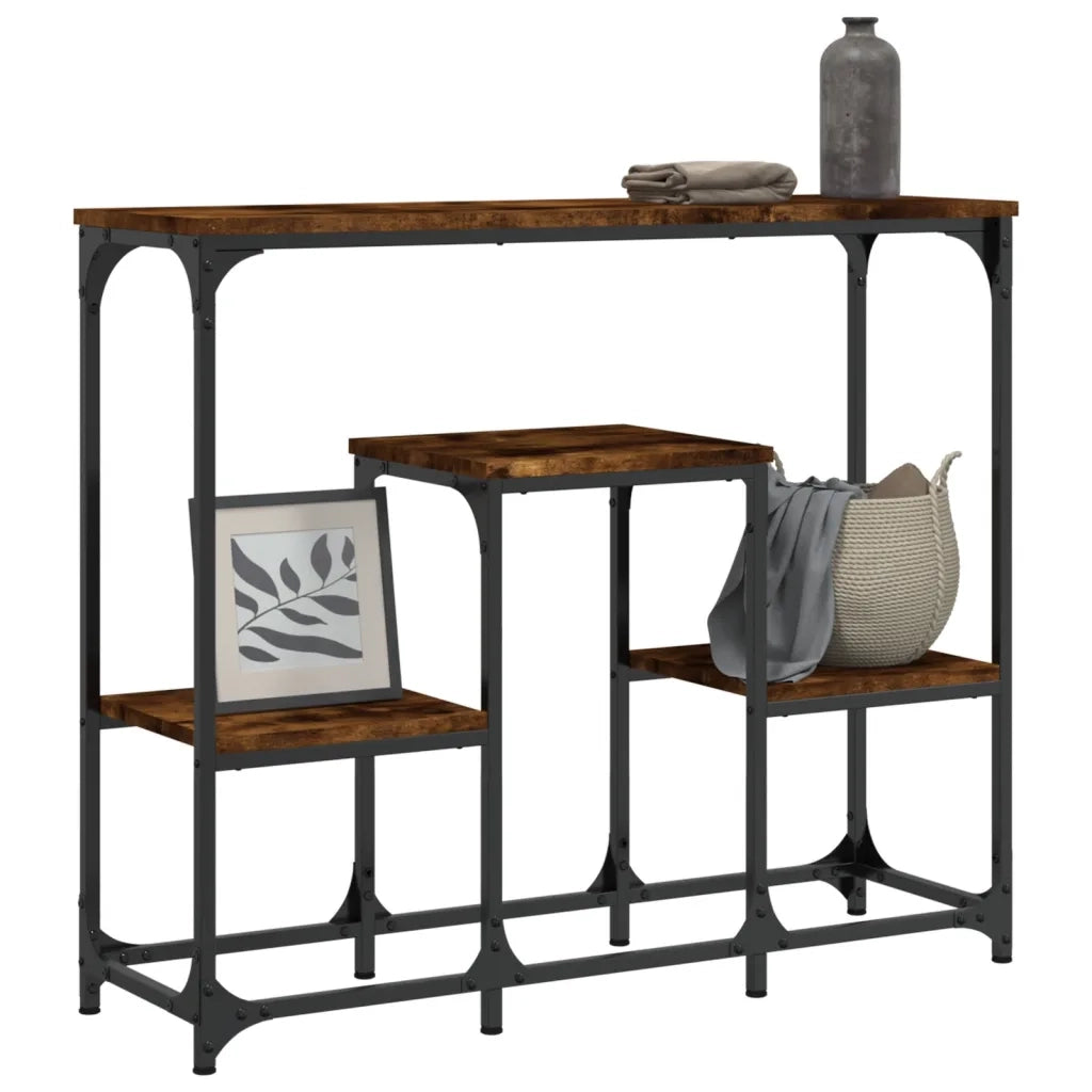 Tavolo Consolle | Tavolo d'Ingresso Rovere Fumo 89,5x28x76 cm Legno Multistrato