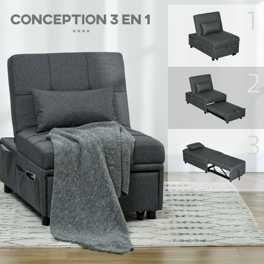 Poltrona letto regolabile con cuscino ¨C zephmum ¨C grigio