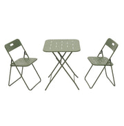 Set bistrot da giardino 60x60x73 cm; pieghevole 3 pezzi per 2 persone; acciaio verde