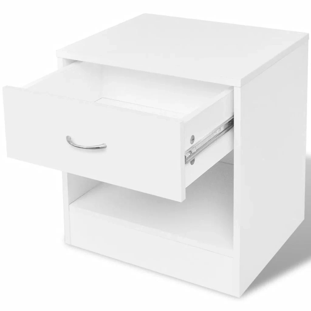 Set di 2 comodini comodini cassettiera mobili per camera da letto con cassetto bianco 1402141