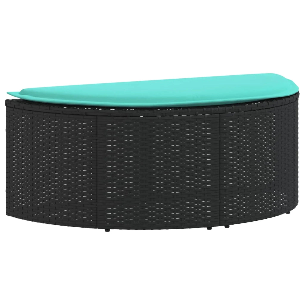 Divano da giardino con cuscino 8 pcs Nero e Turchese polyrattan 42025904
