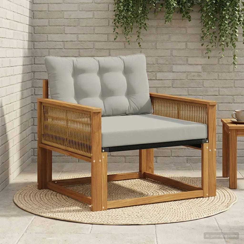 Set di divani da esterno-Sofa da giardino Legno di Acacia Massello e Textilene 467379