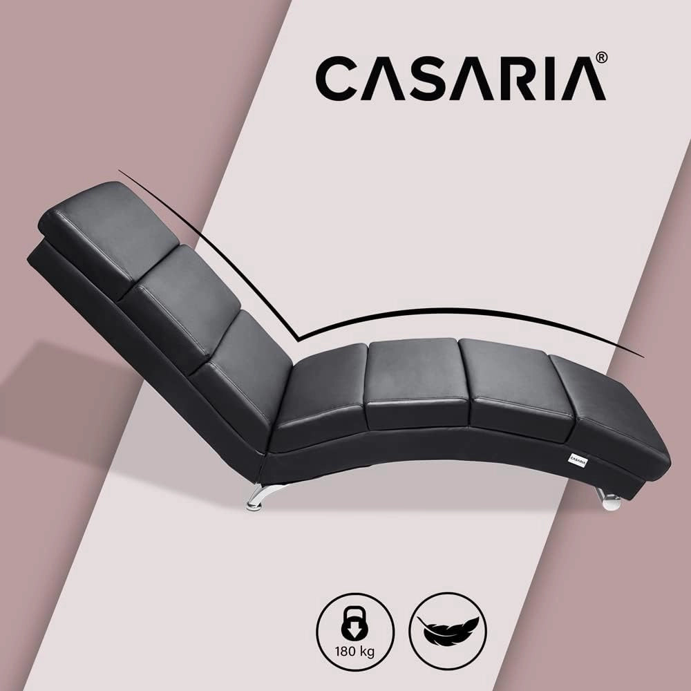 ® Poltrona Chaise Longue 186x89x55 cm Lettino Sdraio Ergonomico in Tessuto Imbottito Portata 180 kg Soggiorno Ufficio Interno Reclinabile Lettura
