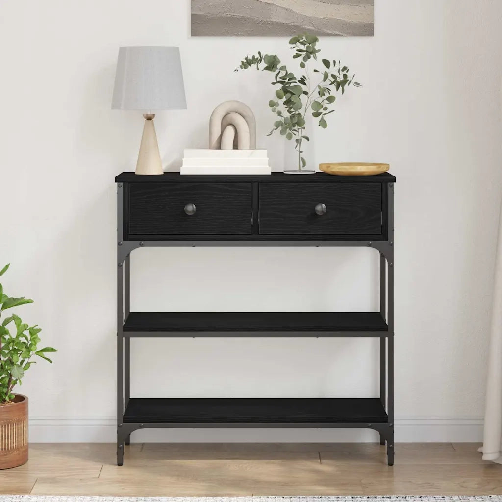Tavolo Consolle | Tavolo d'Ingresso Rovere Nero 72.5 x 25 x 75 cm Legno multistrato
