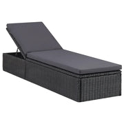 Lettino Prendisole in Polyrattan Nero e Grigio Scuro cod mxl 23065