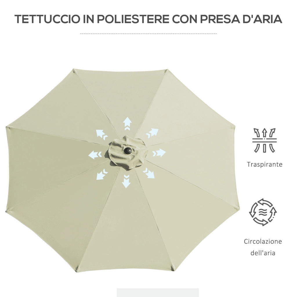 Ombrellone da Giardino Inclinabile ¨C Zephmum ¨C Beige, Metallo, Poliestere, ?295x250 cm