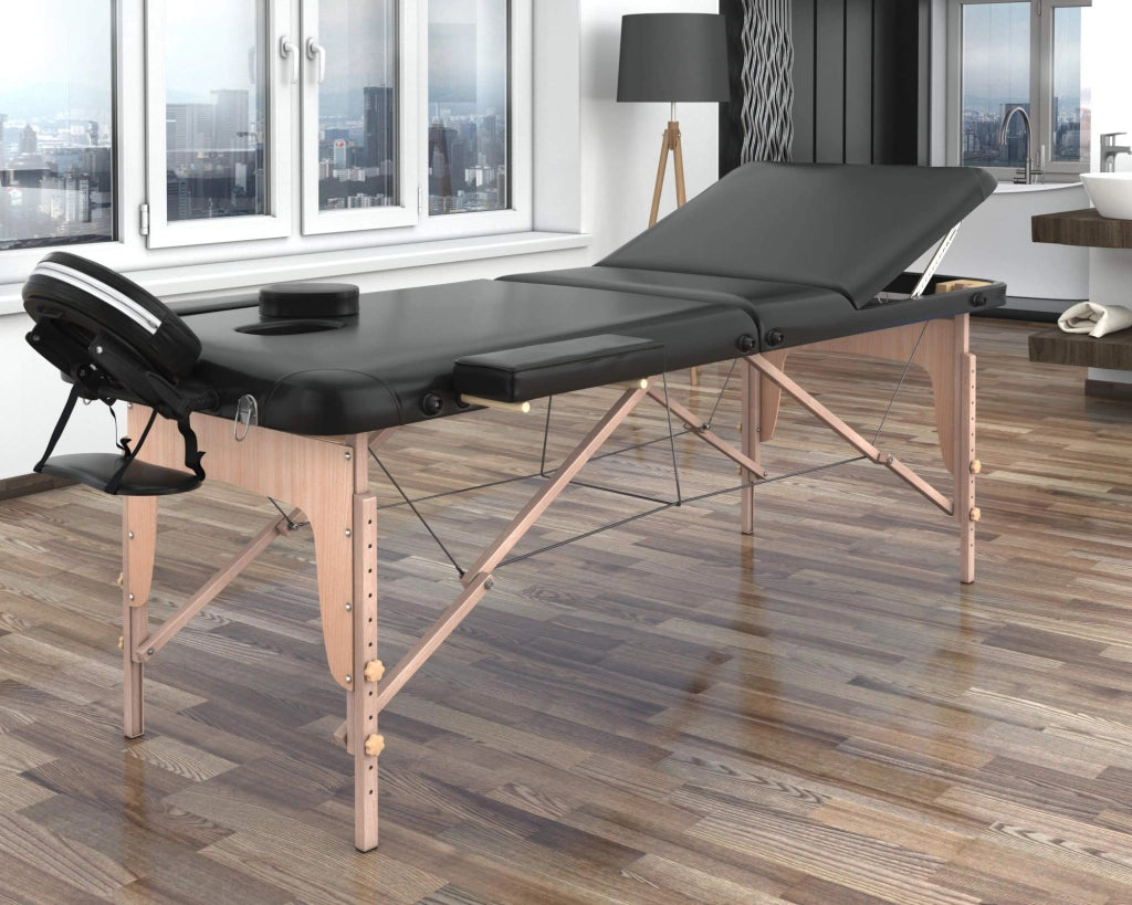 FENIXSHOP24 LETTINO MASSAGGIO PROFESSIONALE 3 ZONE,LETTINO ESTETISTA IN LEGNO DIMENSIONE XL 180 X 56 CM - LETTINI PER DA MASSAGGI PORTATILI PIEGHEVOLI COD-10