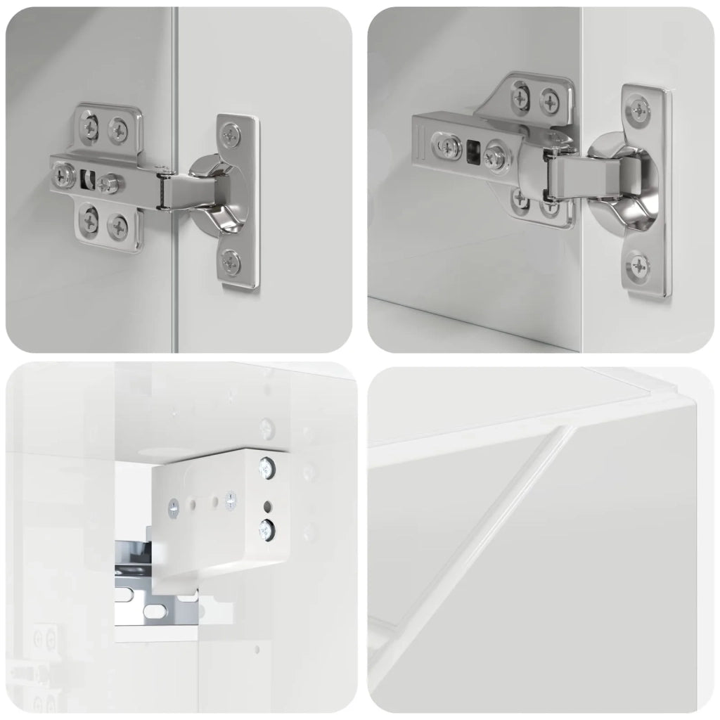 Mobiletto per specchio con porta Bianco Lucido 80 x 17 x 55 cm 883358