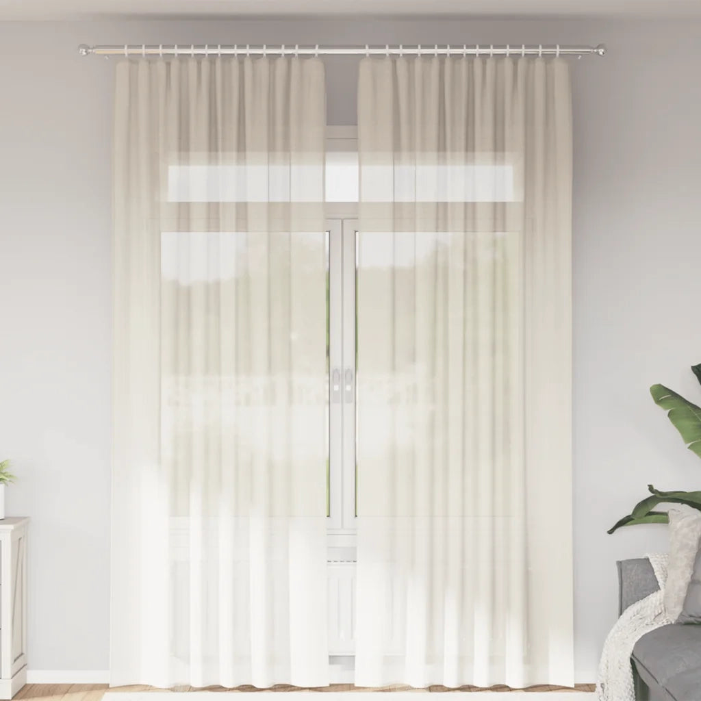 vidaXL Tende in Voile con Tasche per Aste 2 pz Crema