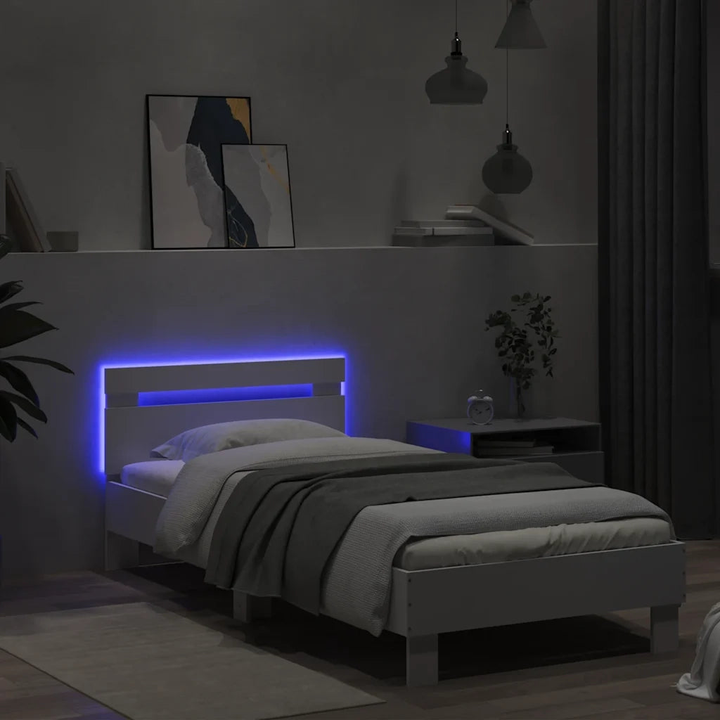 Giroletto con Testiera e LED Bianco 75x190 cm 838750
