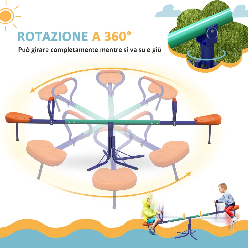 Altalena Bilico per Bambini 3-8 Anni ¨C zephmum ¨C Acciaio e PP 192x60x60 cm