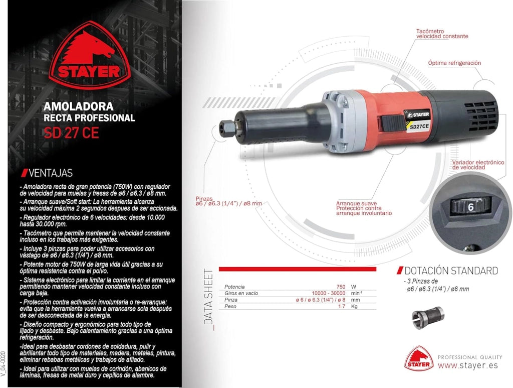 Smerigliatrice a velocità costante, con regolatore elettronico della velocità, 750 W, Stayer sd27ce