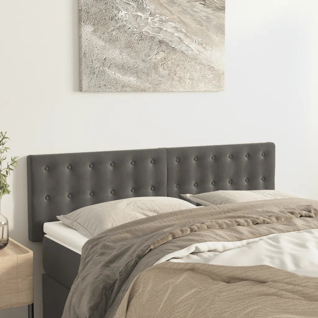 Testiera Grigio Scuro 144x5x78/88 cm in Velluto 346471