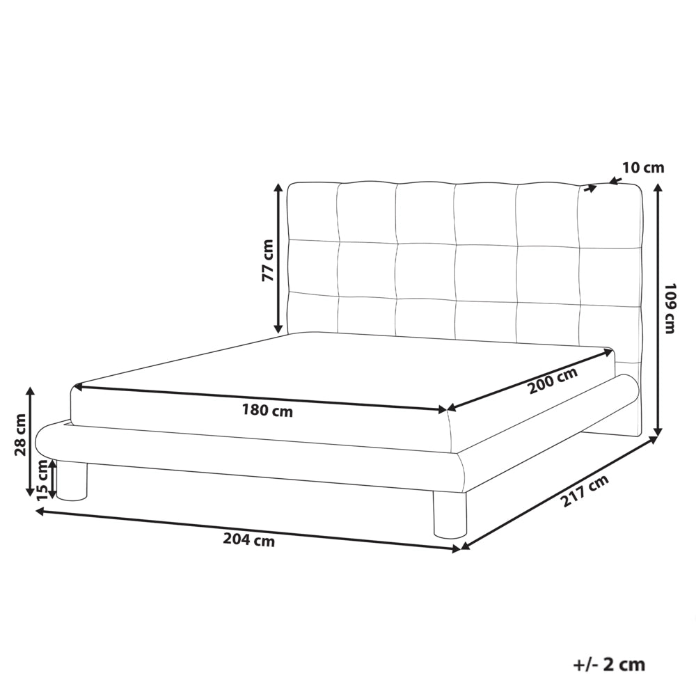 Letto imbottito in bouclé bianco sporco 180 x 200 design scandinavo testata morbida