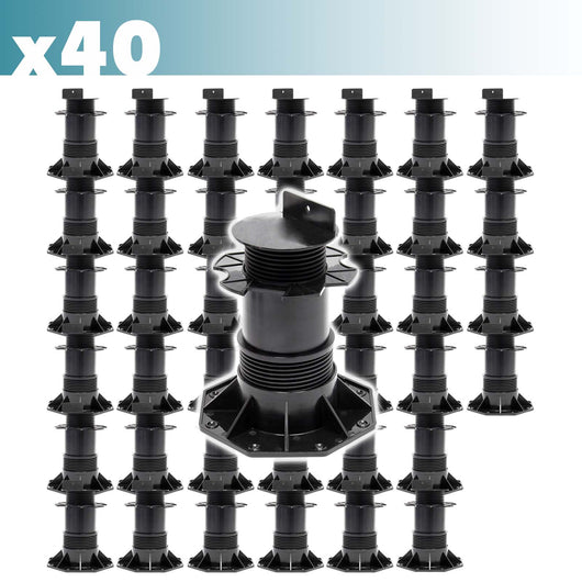 Set 40 supporti per pavimenti galleggianti Altezza regolabile 140-210mm Max 2700 kg Piedini per decking