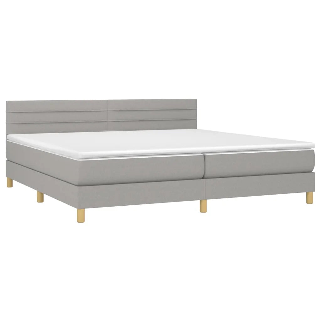 Letto a Molle Materasso e LED Grigio Chiaro 200x200 cm Tessuto cod mxl 51682