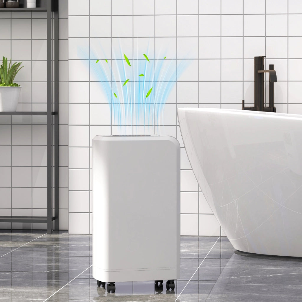 Deumidificatore 12L/giorno ¨C zephmum ¨C Serbatoio 2.5L, Timer 24h, Display Digitale, Ruote, Bianco