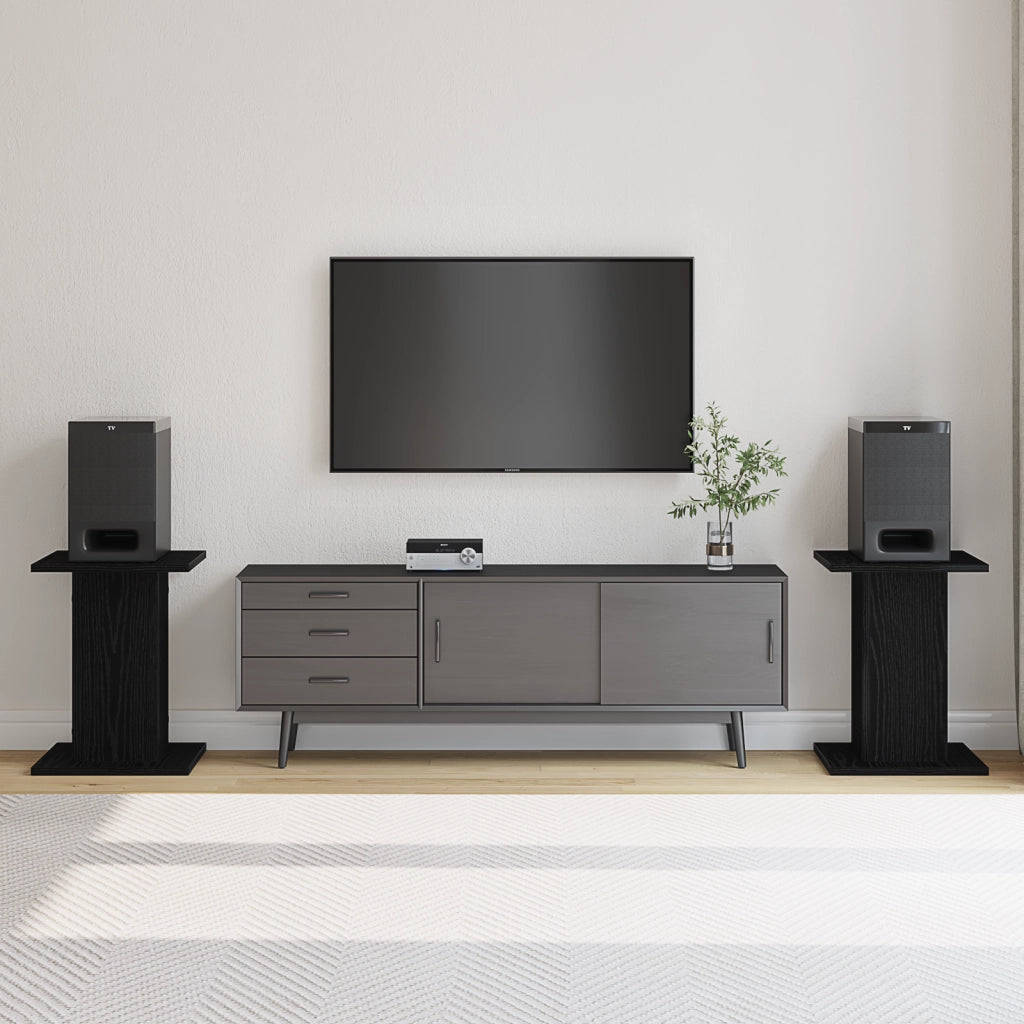 Supporti per altoparlanti  2 pezzi Rovere Nero 30x30x40 cm in legno ingegnerizzato