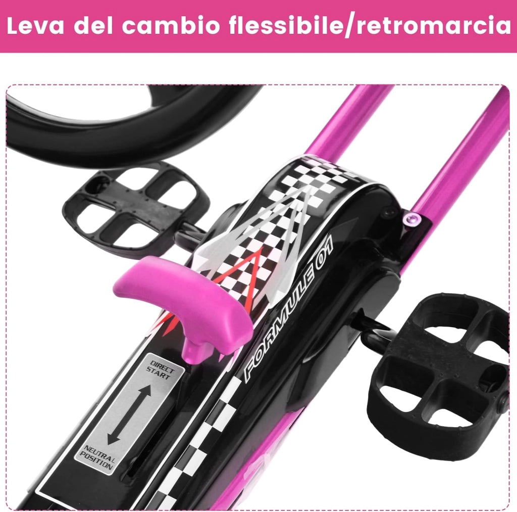Go Kart a Pedali per Bambini, con Sedile Regolabile e Freno a Mano, Go Kart Veicolo per Bambini 3-8 Anni, Portata Massima 30 kg (Rosa)