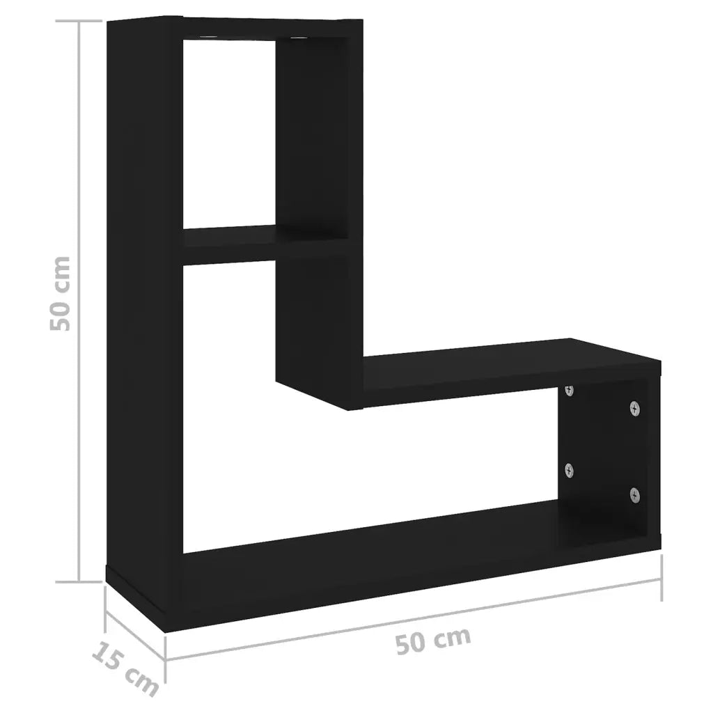 Mensole a Muro 2 pz Nere 50x15x50 cm in Truciolato cod mxl 33086