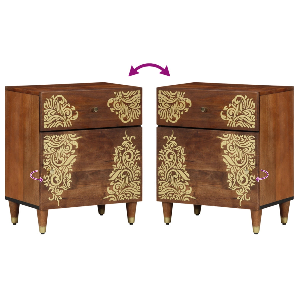 Comodino Marrone miele Legno massello 50 x 33 x 60 cm Durevole