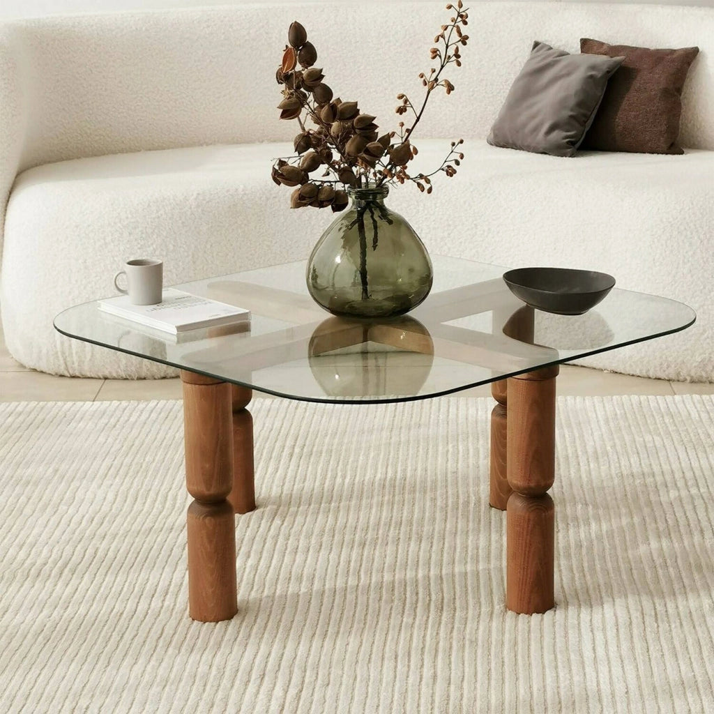 Gran, Tavolino da Salotto Portariviste, 80x80x40h cm Marrone Noce
