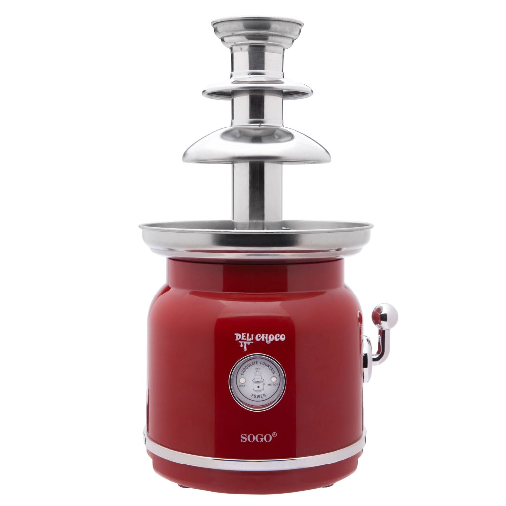 SOGO Fontana di Cioccolato Retro, Acciaio Inox, Cascata di Cioccolato, Base Riscaldata, Design Elegante, Facile da Usare, Dolci, Frutta e Marshmallow