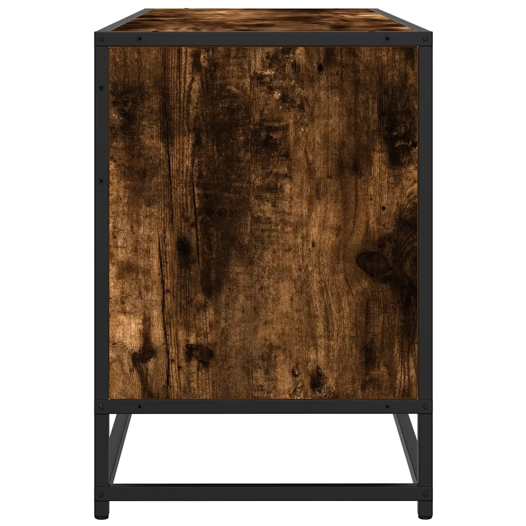 vidaXL Mobile TV Rovere Fumo 100x35x50 cm Legno Multistrato e Metallo