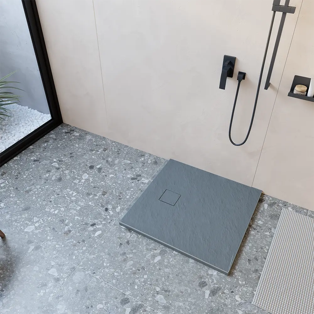 Piatto doccia 80x80 cm colore grigio effetto pietra | Samos
