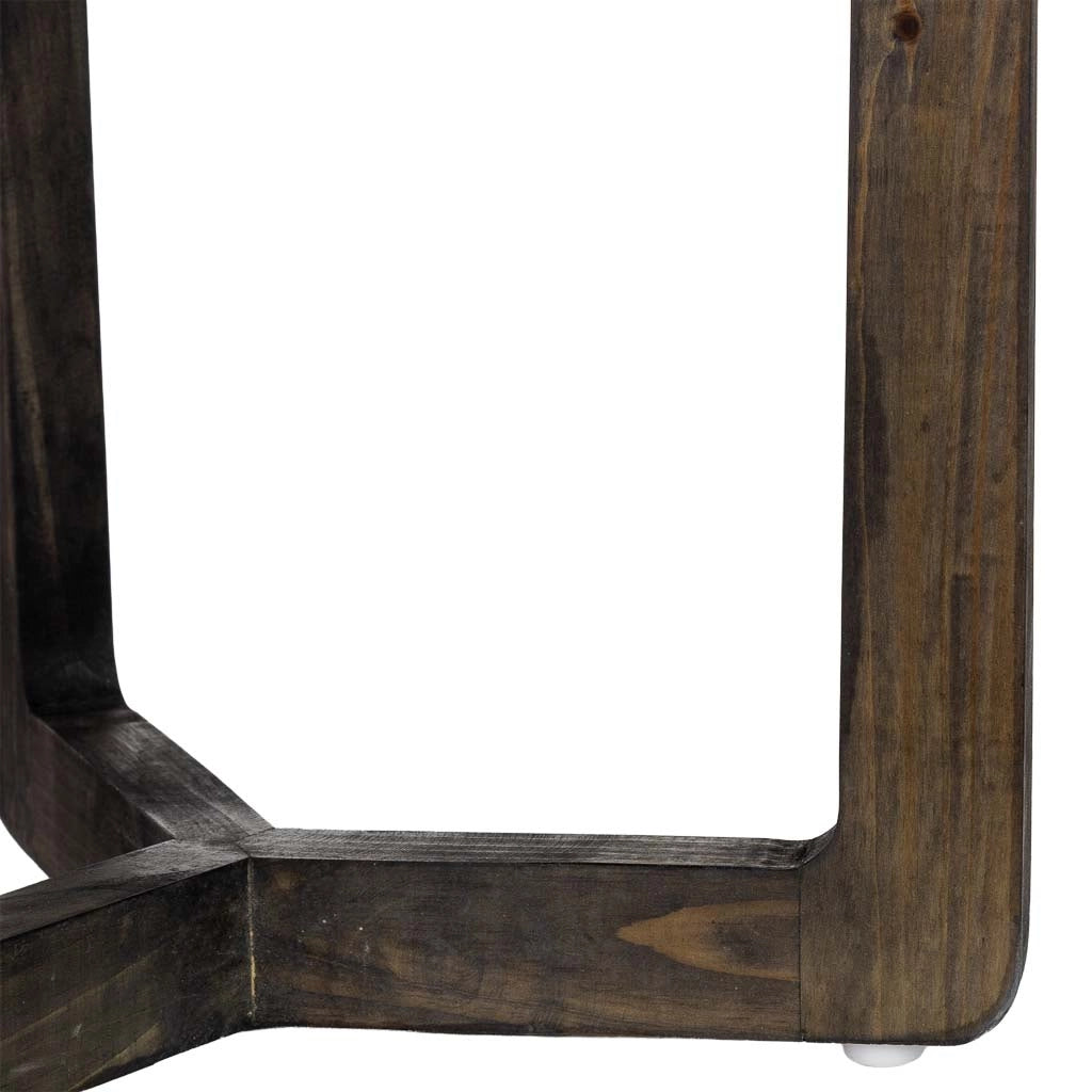 Tavolino ausiliario in legno e capiz bianco D40x45h cm