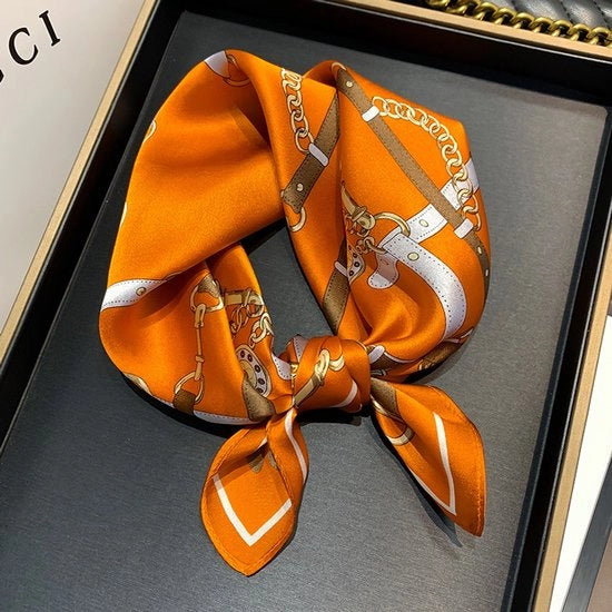 Sfida elegante per la donna - Sciarpa satinata - Foulard quadrato - 16210 - 53*53cm - colore arancione