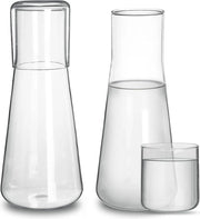 Acquario trasparente 800ml vaso di vetro - 2 pacchi con bicchiere - coperchio per comodino - cucina bagno camera da letto - decanter per succhi di frutta tè bibite - acqua di boca