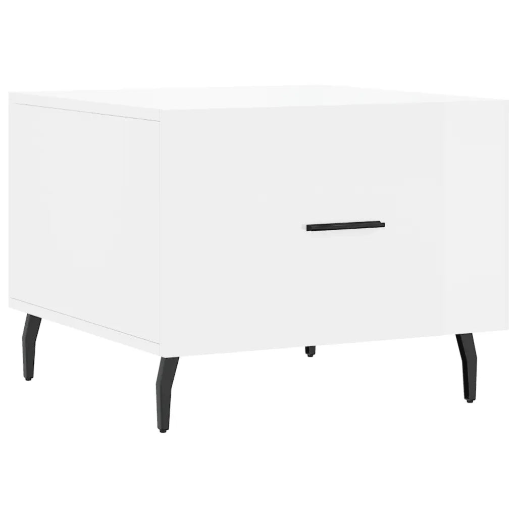 Tavolino da salotto | Tavolino da caff¨¨ | Tavolino da Soggiorno Bianco Lucido 50x50x40 cm Legno Multistrato