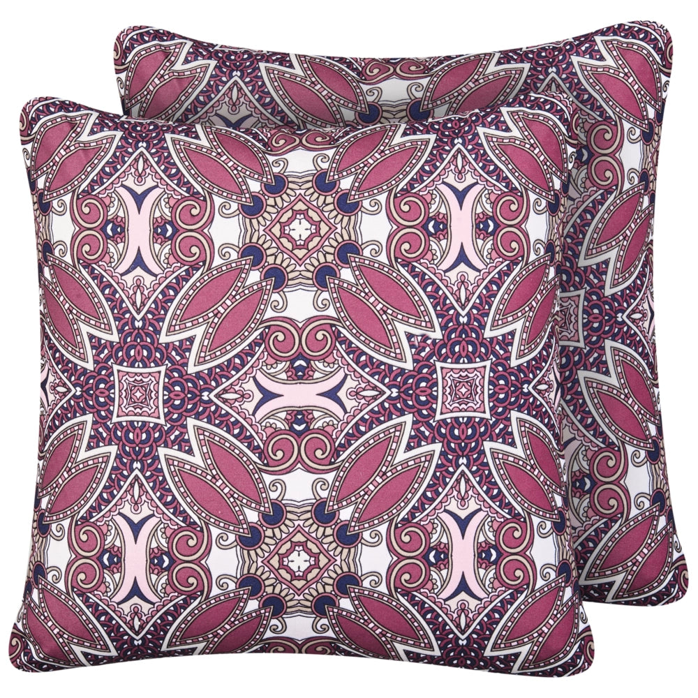 Set di 2 cuscini da giardino per esterni con motivo 45 x 45 cm viola Accessorio da giardino