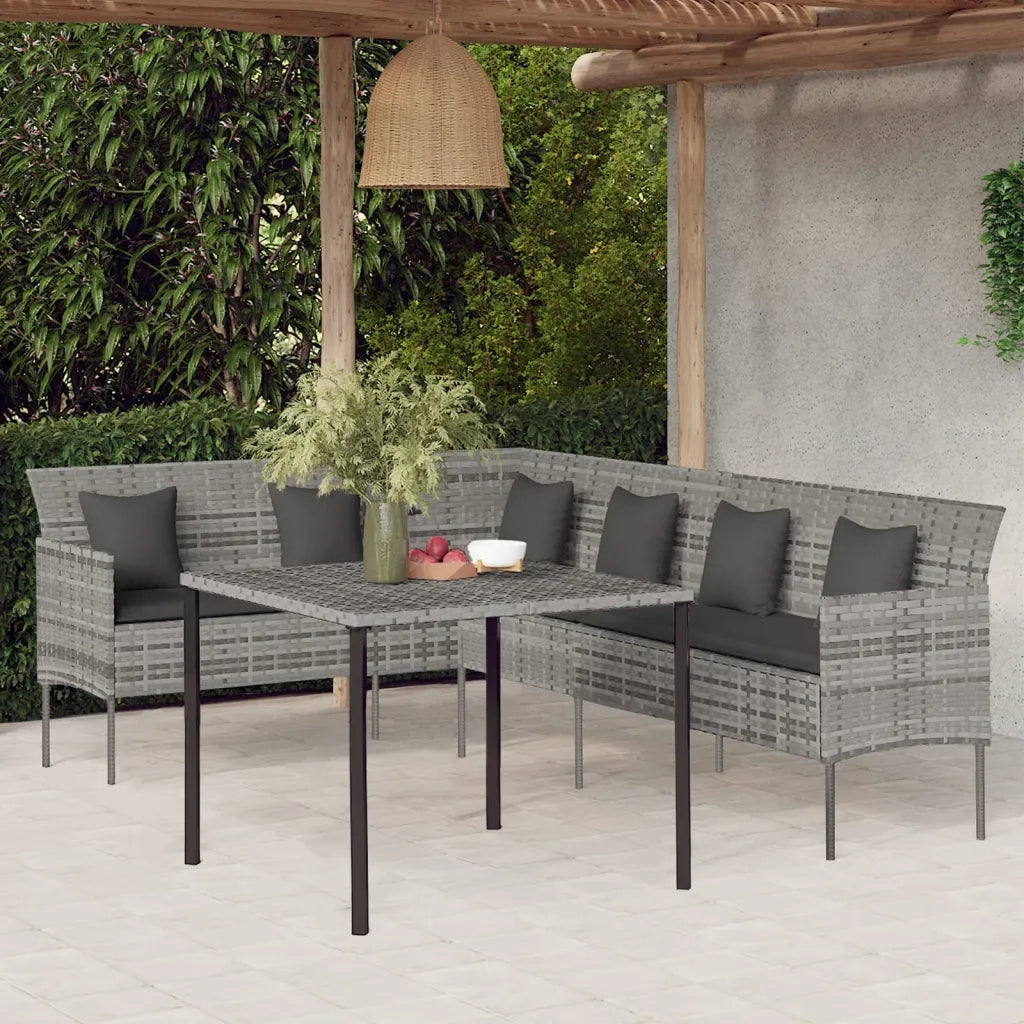 Set da Pranzo da Giardino 2 pz | Set Salotto da Giardino con Cuscini in Polyrattan Grigio