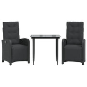 Set da Bistr¨° 3 pz | Set Salotto da Giardino con Cuscini Nero in Polyrattan