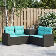 Set di divani 5 pz Nero e Blu Rattan sintetico e Acciaio 3447850