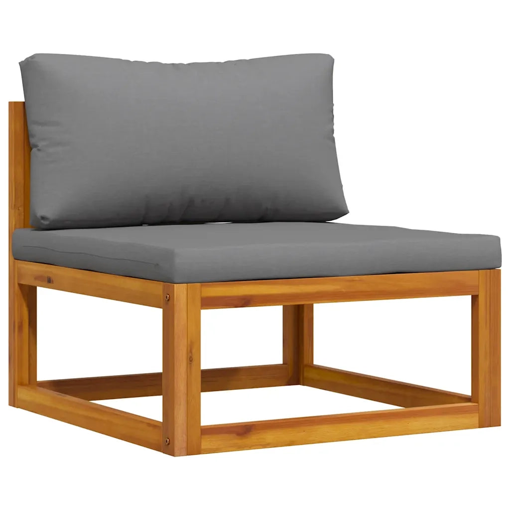 Set Divani da Giardino 2 pz con Cuscini Grigio Scuro in Acacia cod mxl 77448