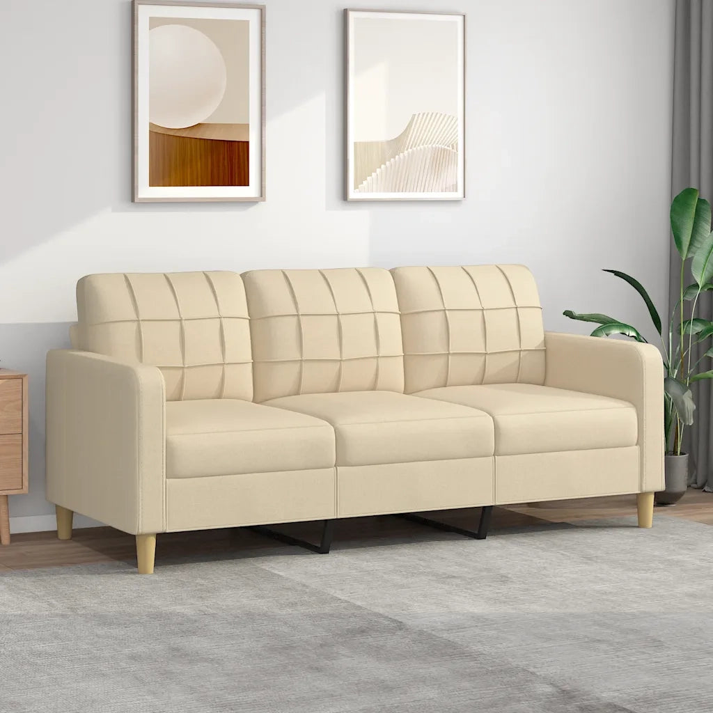 Divano a 3 Posti-Sofa 3 Posti Crema 180 cm in Tessuto 380499