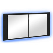 Mobile da Bagno | Armadio Specchio LED con porta Rovere Nero 100 x 12 x 45 cm