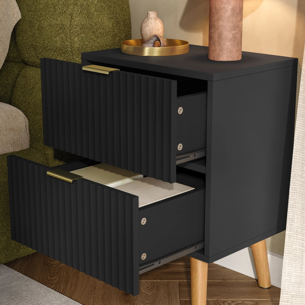 Set di 2 Comodini Nand con 2 Cassetti 55x40x30 cm Nero [en.casa]