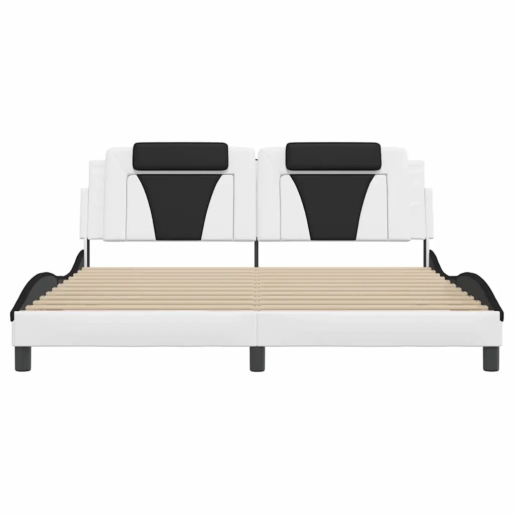 Giroletto Viana senza Materasso Bianco e Nero 180x200 cm in Similpelle 3208116