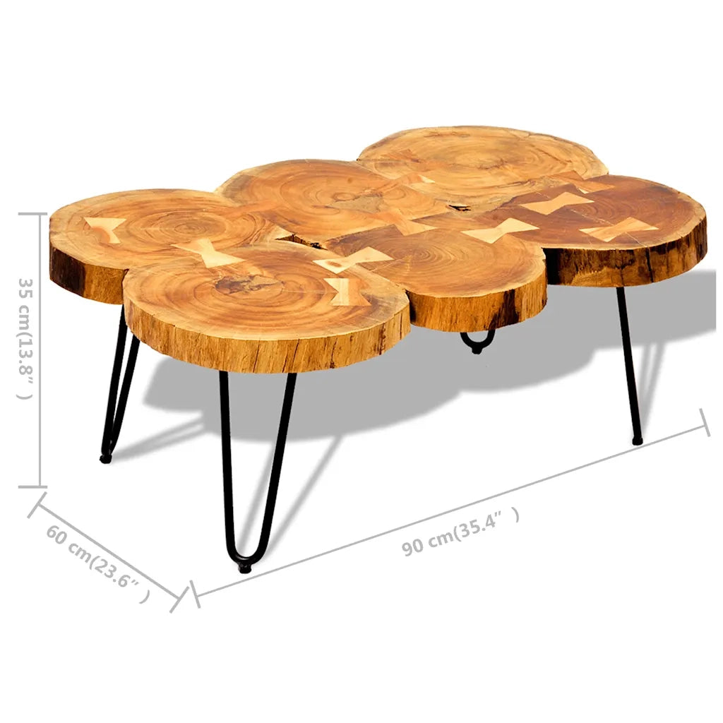 Tavolino da Caffè 35 cm 6 Tronchi in Legno Massello di Acacia 242443