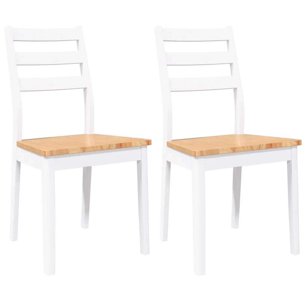 Sedie da Pranzo 2 pz Bianche in Legno Massello di Hevea 4102520