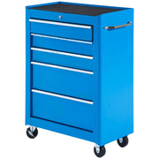 Cassettiera con 5 cassetti mobile in acciaio blu ¨C zephmum ¨C rotelle metallo