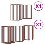 Cancelletto di sicurezza per animali domestici porta pieghevole 9 pannelli lunghezza 450 cm legno di pioppo marrone 02_0023270