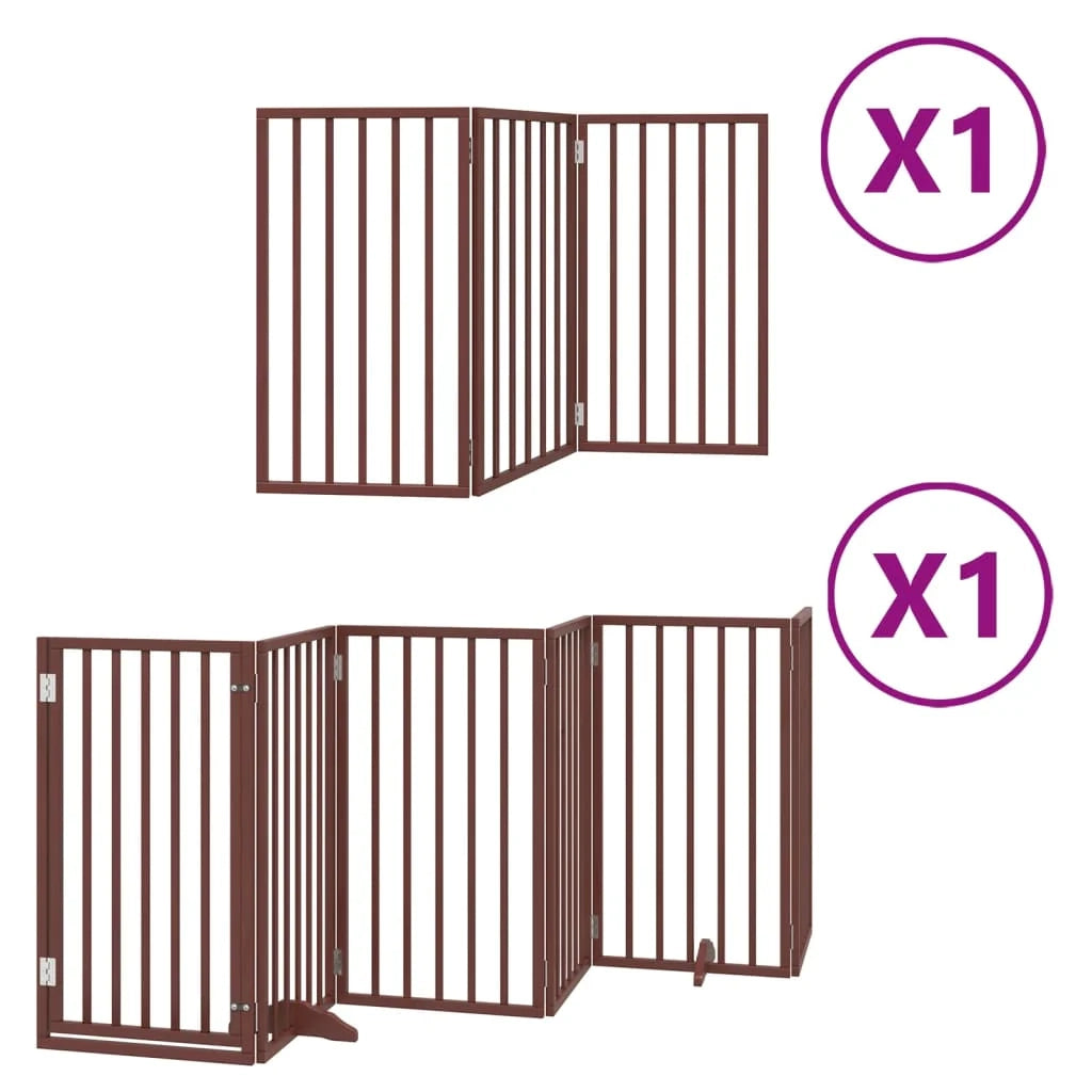 Cancelletto di sicurezza per animali domestici porta pieghevole 9 pannelli lunghezza 450 cm legno di pioppo marrone 02_0023270