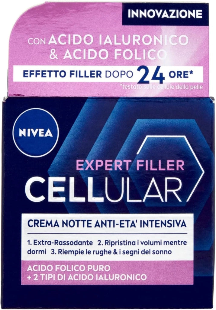 NIVEA CREMA NOTTE ANTI ETÀ INTENSIVA 50 ML CON ACIDO IALURONICO E FOLICO 24 H