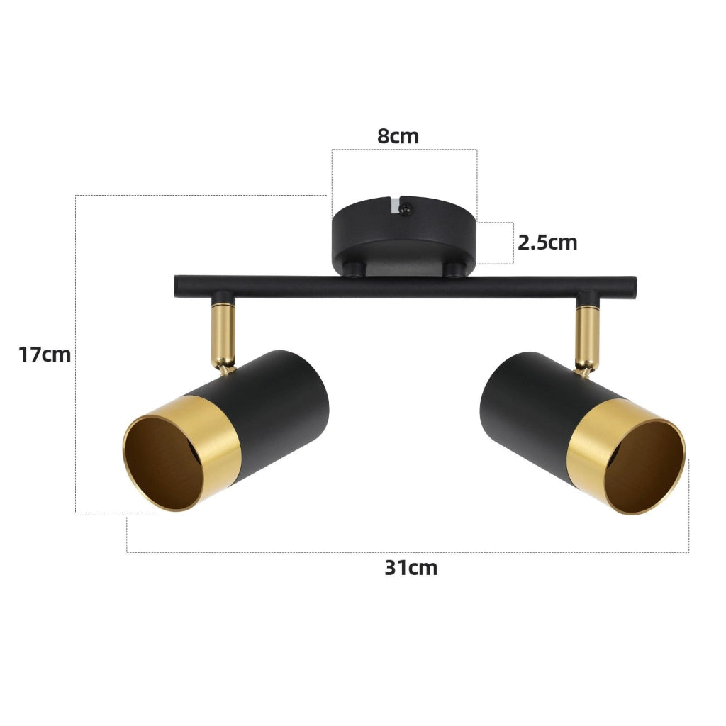 ZMH Faretto da soffitto 2 fiamme GU10 nero oro moderni per soggiorno